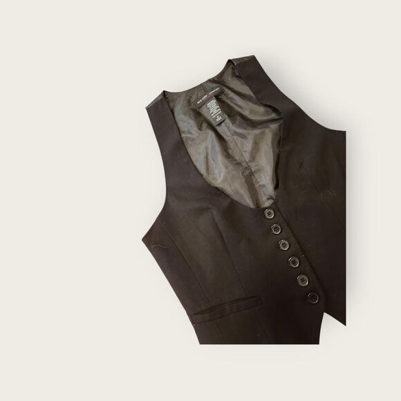 Vintage Y2k New York and Company black cropped button up waistcoat vest - Picture 3 of 4